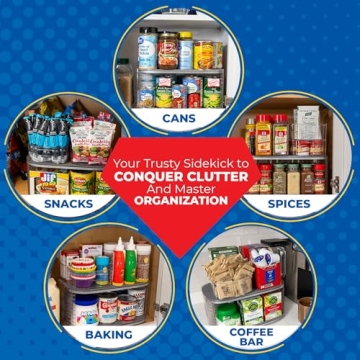 Mighty Susan Kitchen Organizer for Canned Goods: 2-Tiered Robust Turntable Organizer for Cabinet/Pantry. Steel Reinforced Holds Up To 30 lbs. Rotates 360° for Maximum Visibility. Includes 4 Bonus Bins