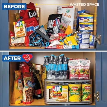 Mighty Susan Kitchen Organizer for Canned Goods: 2-Tiered Robust Turntable Organizer for Cabinet/Pantry. Steel Reinforced Holds Up To 30 lbs. Rotates 360° for Maximum Visibility. Includes 4 Bonus Bins