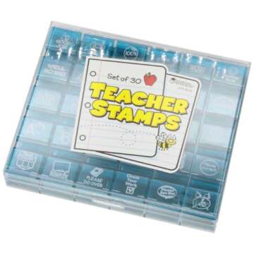 Learning Resources Jumbo Illustrated Teacher Stamps, Set of 30, Ages 3+, Messages Stamps for Homework School Classroom, Back to School Supplies,Teacher Supplies