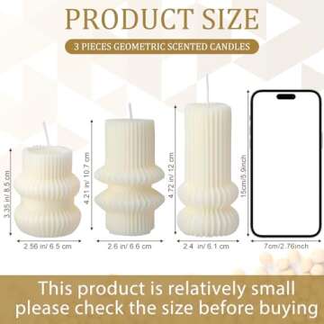 MTLEE 3 Pcs Small Ribbed Pillar Candles Scented Pillar Candle Decorative Candles Soy Wax Aesthetic C...