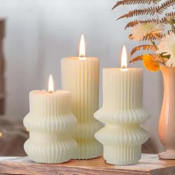 MTLEE Decorative Scented Pillar Candles Set for Home Decor