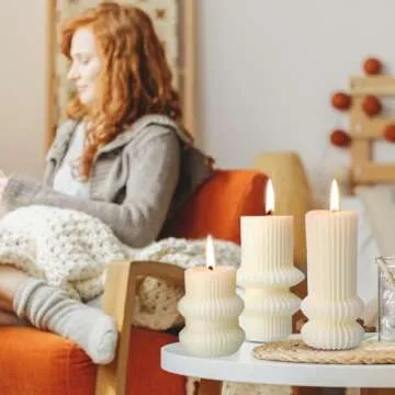 MTLEE Decorative Scented Pillar Candles Set for Home Decor