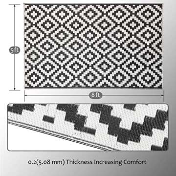 SAND MINE Waterproof Outdoor Rug 5x8 ft, Plastic Reversible Rug, Modern Area Rug, Large Floor Mat fo...