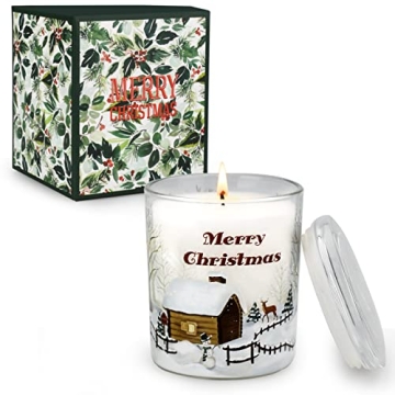 Christmas Candle, Christmas Gift for Women Large Jar Candle with Pine Tree Scent for Christmas Gift 11.3 oz Longlast 65-70 Hours Christmas Gifts for Mom Sister Grandma Friend Winter Candle