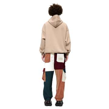 Aelfric Eden Mens Cargo Pants Patchwork Multi-Pockets Outdoor Fashion Casual Jogger Pants Streetwear with Drawstring