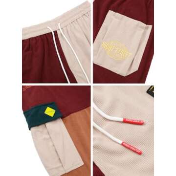 Aelfric Eden Mens Cargo Pants Patchwork Multi-Pockets Outdoor Fashion Casual Jogger Pants Streetwear with Drawstring