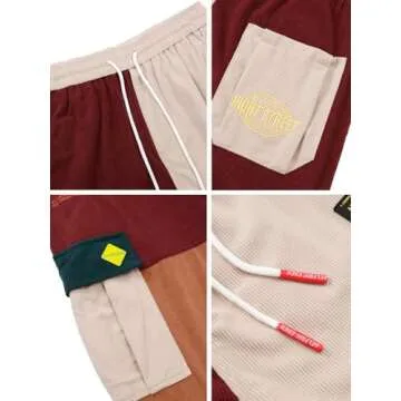 Aelfric Eden Mens Cargo Pants Patchwork Multi-Pockets Outdoor Fashion Casual Jogger Pants Streetwear with Drawstring