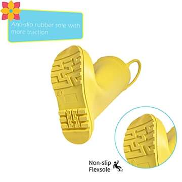 Hbxooxts Toddler Rain Boots, Kids Girls and Boys Rain Boots Premium Natural Rubber Rain Boots with E...