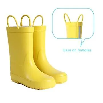 Hbxooxts Toddler Rain Boots, Kids Girls and Boys Rain Boots Premium Natural Rubber Rain Boots with Easy-on Handles（8-Toddler）
