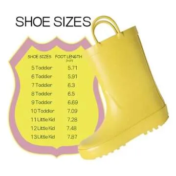 Hbxooxts Toddler Rain Boots, Kids Girls and Boys Rain Boots Premium Natural Rubber Rain Boots with Easy-on Handles（8-Toddler）
