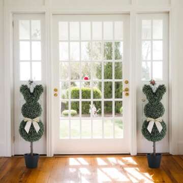 Bunny-Shaped Topiary Trees Set for Easter Decor