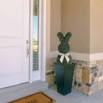 Bunny-Shaped Topiary Trees Set for Easter Decor