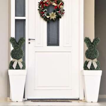 Bunny-Shaped Topiary Trees Set for Easter Decor