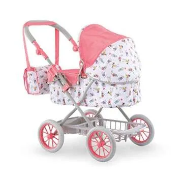 Corolle - Mon Grand Poupon Carriage Stroller - Adjustable Handle, Folding Design, for 14", 17" & 20" Baby Dolls