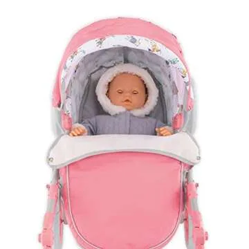 Corolle - Mon Grand Poupon Carriage Stroller - Adjustable Handle, Folding Design, for 14", 17" & 20" Baby Dolls