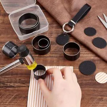 PH Padahall Leather Hole Punch Die Round, 8pcs Hole Hollow Punch 20 25 30 35 40 45 50 55mm High Carbon Steel Circle Cutter Tool Cutting Leather Hole Punch Set for Belts EVA Foam Fiber Board Clay Craft