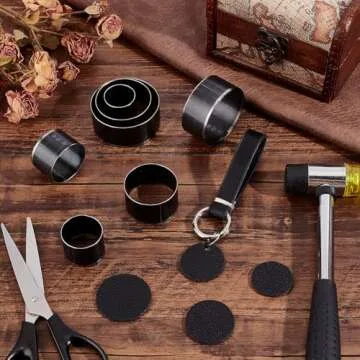 PH Padahall Leather Hole Punch Die Round, 8pcs Hole Hollow Punch 20 25 30 35 40 45 50 55mm High Carbon Steel Circle Cutter Tool Cutting Leather Hole Punch Set for Belts EVA Foam Fiber Board Clay Craft