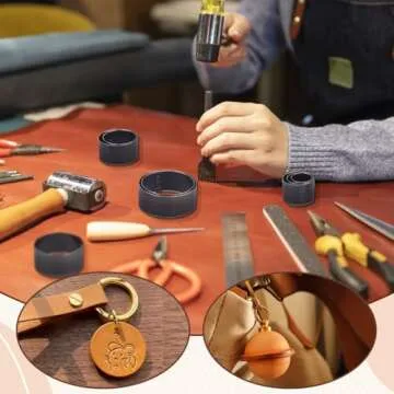 PH Padahall Leather Hole Punch Die Round, 8pcs Hole Hollow Punch 20 25 30 35 40 45 50 55mm High Carbon Steel Circle Cutter Tool Cutting Leather Hole Punch Set for Belts EVA Foam Fiber Board Clay Craft