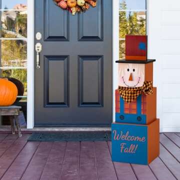 Glizthome 36" Wooden Jack-O-Lantern and Scarecrow Decor