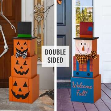 Glizthome 36" Wooden Jack-O-Lantern and Scarecrow Decor