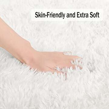 Wellber Modern Soft Cream White Shaggy Rugs Fluffy Home Decorative Carpets, 5x8 Feet, Rectangle Durable Plush Fuzzy Area Rugs for Living Room Bedroom Dorm Kids Room Nursery Indoor Floor Accent Rugs