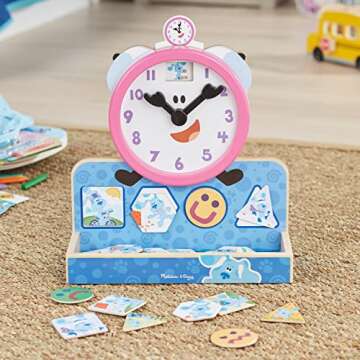Melissa & Doug Blue's Clues & You! Wooden Tickety Tock Magnetic Clock (31 Pieces)