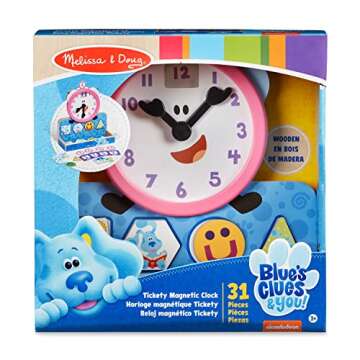 Melissa & Doug Blue's Clues & You! Wooden Tickety Tock Magnetic Clock (31 Pieces)