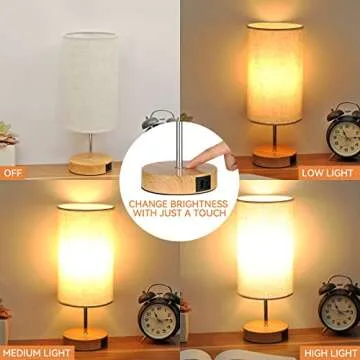 Nateuiy Industrial Table Lamps Set with USB Charging