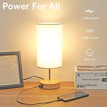 Nateuiy Industrial Table Lamps Set with USB Charging