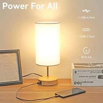 Nateuiy Industrial Table Lamps Set with USB Charging