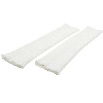 Zando Women Fashion Leg Warmers Adult Junior 80s Ribbed Knitted Long Socks for Party Sports B White One Size