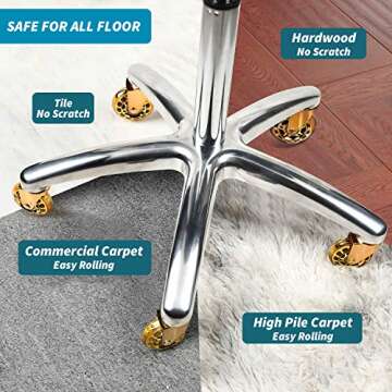 Office Chair Wheels Replacement 2.5 Inch Rubber Desk Chair Casters Smooth Rolling Heavy Duty Casters Safe for All Floors Including Hardwood Universal Stem, NOT Compatible IKEA