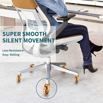 Office Chair Wheels Replacement 2.5 Inch Rubber Desk Chair Casters Smooth Rolling Heavy Duty Casters Safe for All Floors Including Hardwood Universal Stem, NOT Compatible IKEA