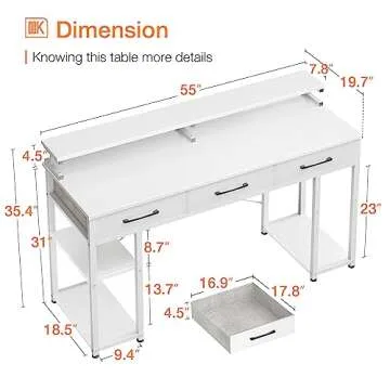 ODK Computer Desk with Monitor Stand - Stylish Office Solution