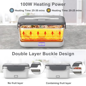 Herrfilk Electric Lunch Box Food Heater 100W for On-the-Go Meals