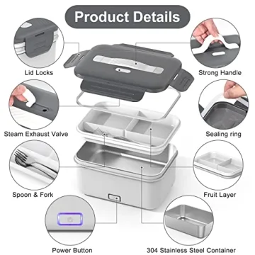 Herrfilk Electric Lunch Box Food Heater 100W for On-the-Go Meals