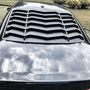 LE-JX Matte Black Rear Window Louver Cover, Lambo Style Custom Fit All Weather ABS Compatible with 2...