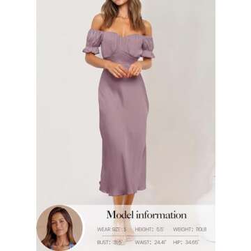 KIRUNDO Women's 2024 Summer Satin Midi Dress Off Shoulder Wrap Ruched Wedding Guest Party Cocktail F...