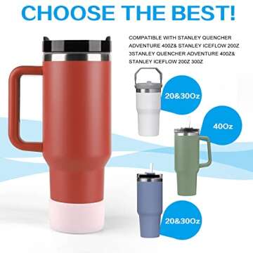 2Pcs Silicone Boot for Stanley 40 oz Quencher Adventure Tumbler and IceFlow Flip 30 oz 20 oz, Stanley Cup Accessories Protector Sleeve Bottom Cover Bumper for Stanley 40 oz with Handle