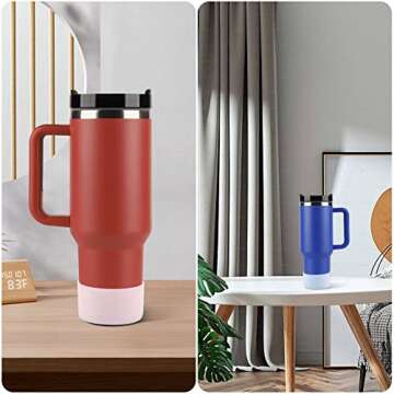 2Pcs Silicone Boot for Stanley 40 oz Quencher Adventure Tumbler and IceFlow Flip 30 oz 20 oz, Stanley Cup Accessories Protector Sleeve Bottom Cover Bumper for Stanley 40 oz with Handle