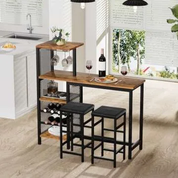 VECELO Bar Table and Chairs Set - Stylish & Functional