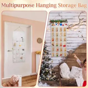 predolo 24 Days Pockets Christmas Advent Calendar Practical Decorative Household Organizer Portable Hanging Storage Bag for Dorm Living Room Party