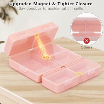 FYY 7-Compartment Portable Pill Organizer with Magnetic Closure