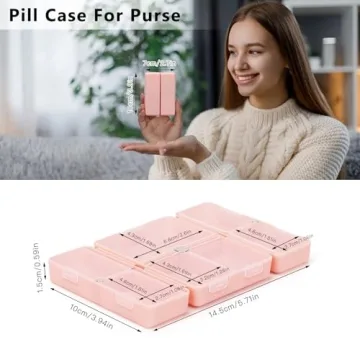 FYY 7-Compartment Portable Pill Organizer with Magnetic Closure