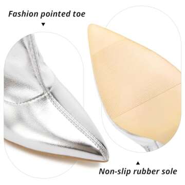 Wsheliu Women's Boots Thigh High Boots Chunky Heel Over The Knee Boots Silver Patent Leather PU Zipper Stretchy Sexy Pointed Toe GO GO Boots Knee High Boots Prom Party Silver US 9