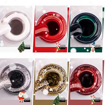 GELLEN Christmas Gel Nail Polish Kit - Reds White Glitters Gel Polish, Trendy Nail Art Golden Nail Gel Polish Home Gel Nail Starter Manicure Set