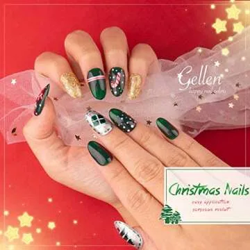 GELLEN Christmas Gel Nail Polish Kit - Reds White Glitters Gel Polish, Trendy Nail Art Golden Nail Gel Polish Home Gel Nail Starter Manicure Set