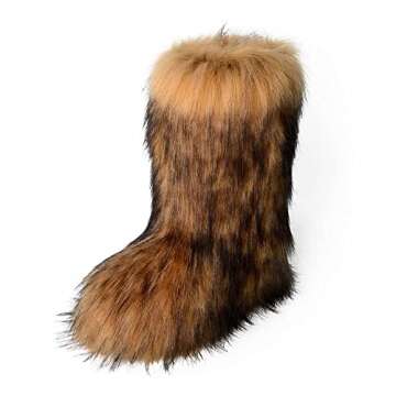 ZSGYCHCY Women's Faux Fur Boots Winter Fuzzy Fluffy Warm Furry Snow Boots Flat Shoes