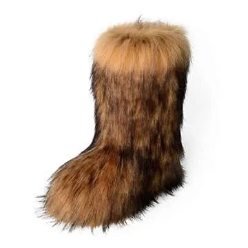 ZSGYCHCY Women's Faux Fur Boots Winter Fuzzy Fluffy Warm Furry Snow Boots Flat Shoes