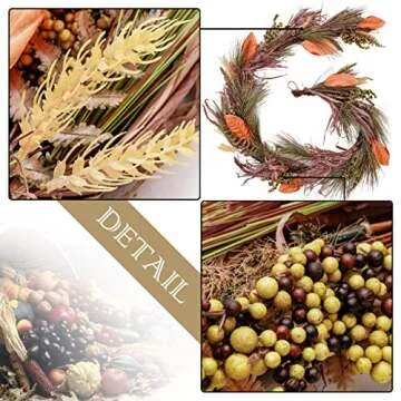Valery Madelyn 6 Feet Fall Garland with Pine Needle, Berry Clusters, Pumpkin, Leaves, Decorative Garland for Harvest Front Door and Thanksgiving Decorations